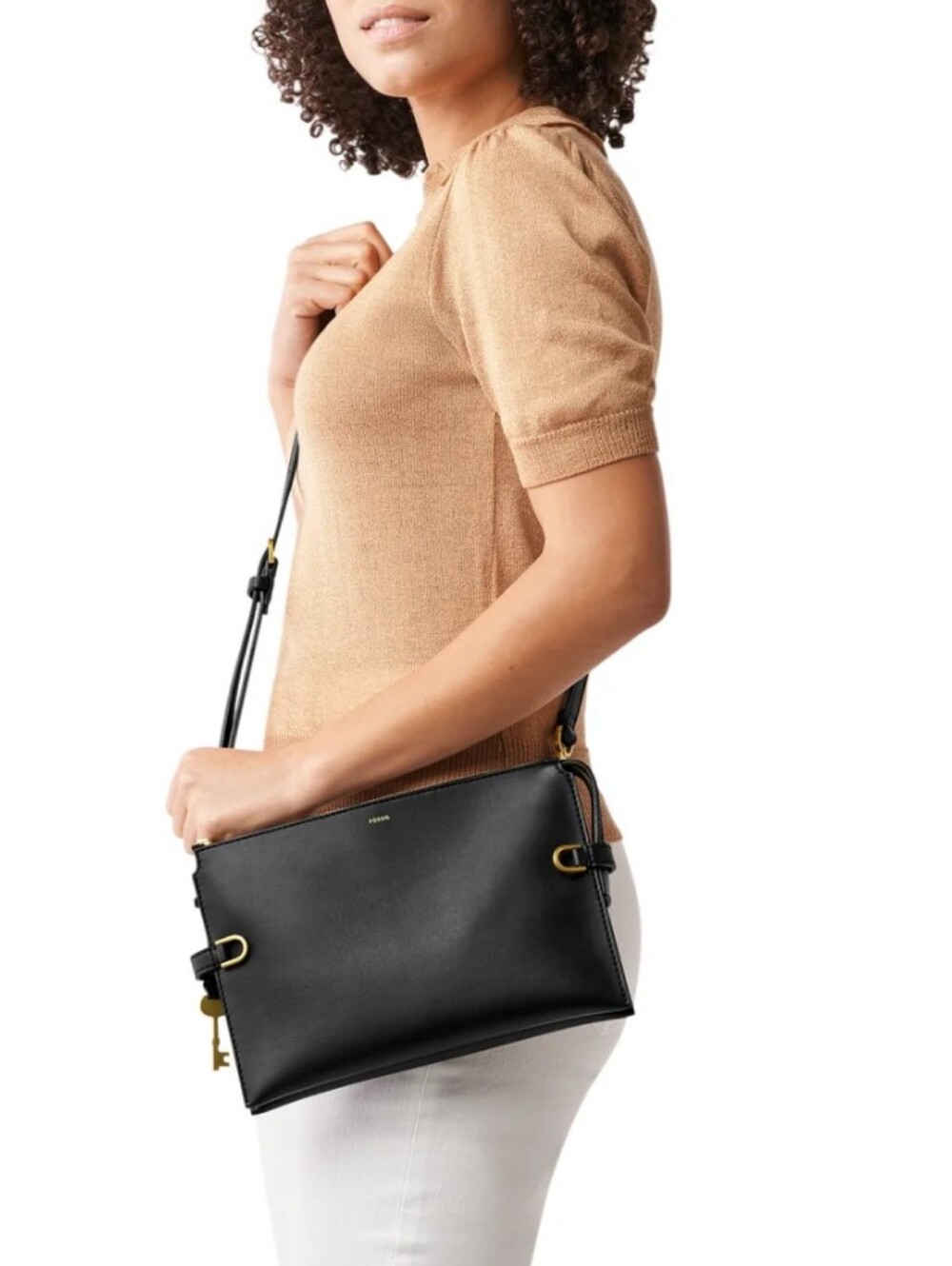 Fossil Vegan Cactus Leather Crossbody Bag - Black